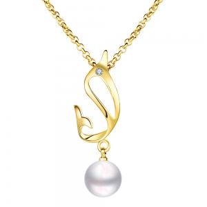 珍珠锆石银项链